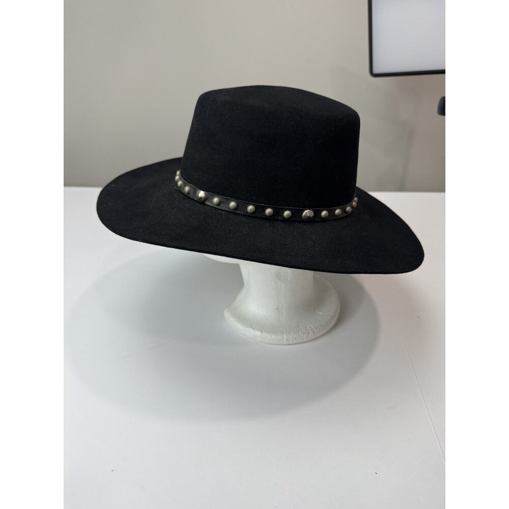 Vtg Resistol Stagecoach Black Felt Western Hat Cowboy Hat Studded Festival - Picture 2 of 14
